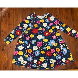 Hanna Andersson Floral Pocket Dress Girls Size 5‎ Colorful Flowers